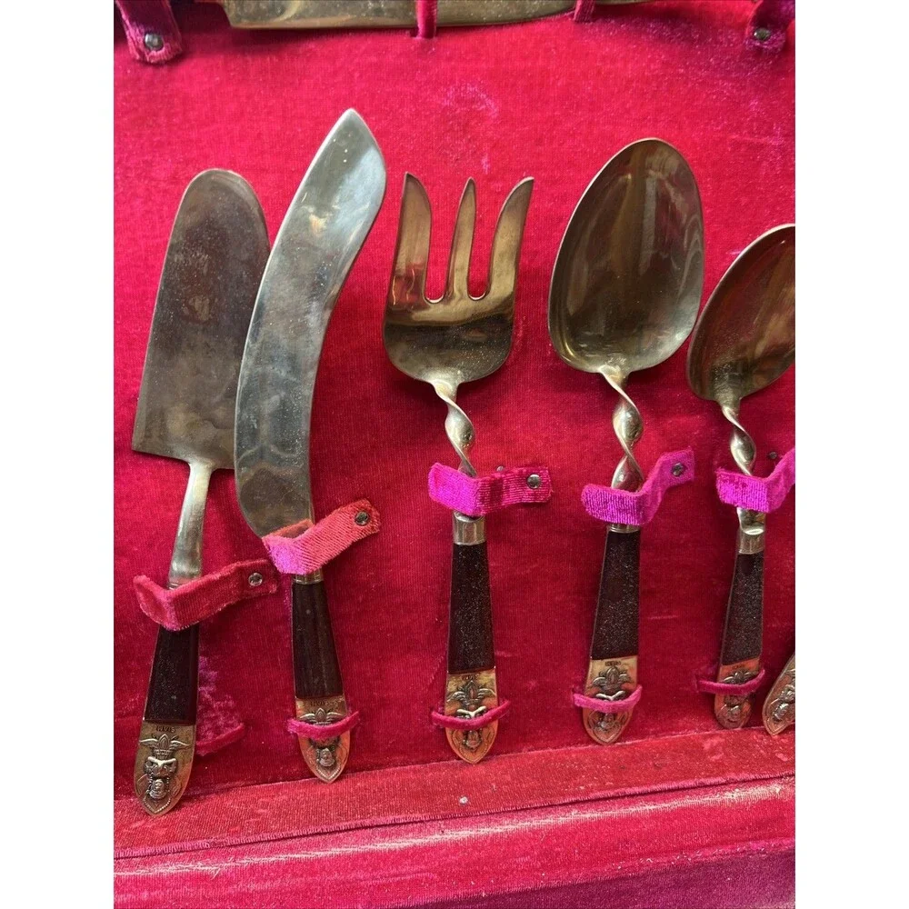 142 Piece SIAM Bangkok Thailand Bronzewear Flatware Service set NO BOX